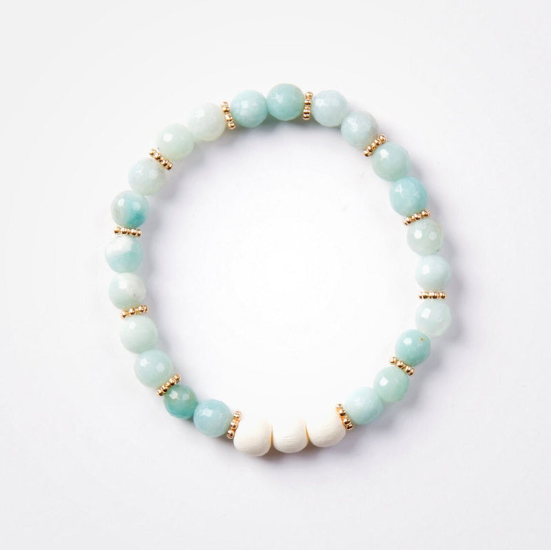 Bracelet maui amazonite et bois - NOUVEAUTÉ