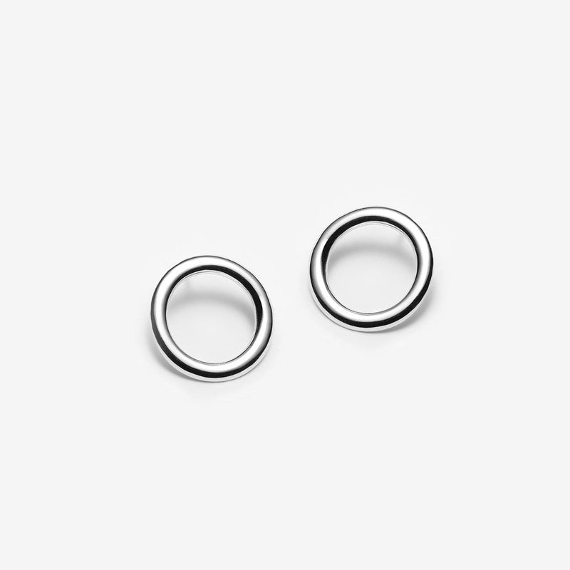 Bold circle earrings in solid sterling silver made in Canada