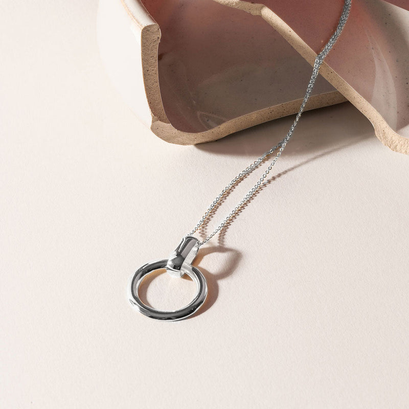 Minimalist Sterling Silver Necklace With a Round Pendant