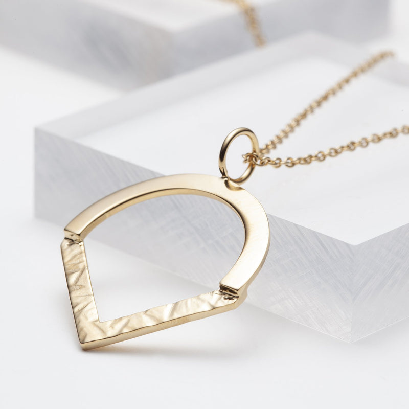 Gold vermeil semi circle pointy pendant necklace