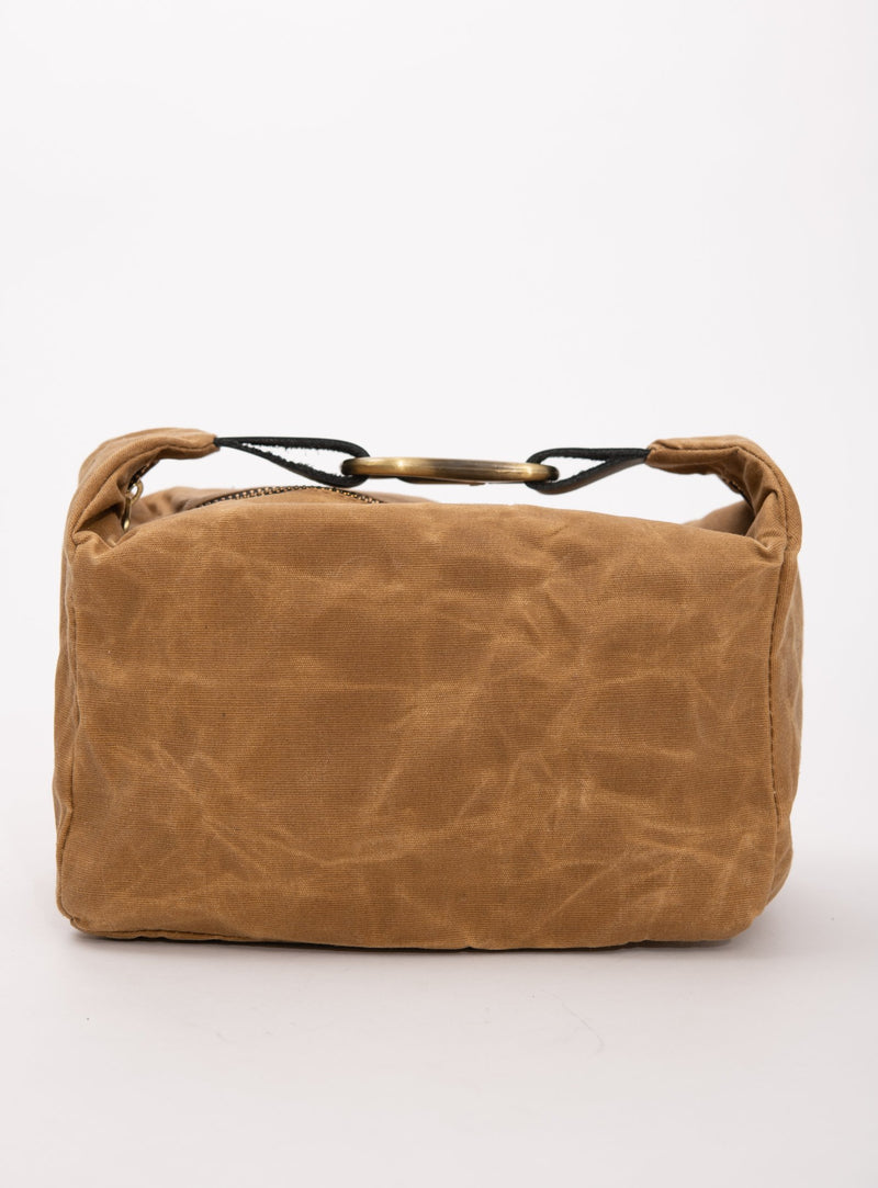 Veinage Travel case tan brown in waxed canvas DES CARRIÈRES model