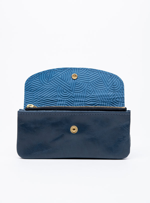 Portefeuille en cuir bleu minimaliste modèle MARQUETTE