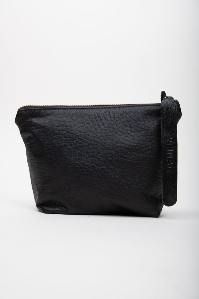 Veinage Garnier black leather pouch, handmade in Montreal, Canada