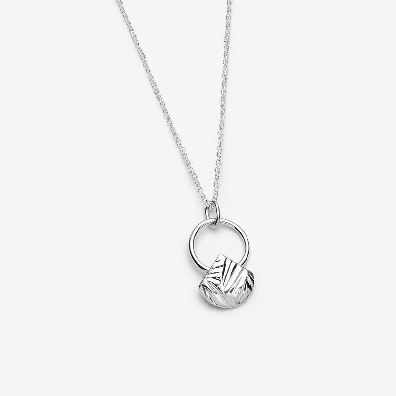 Sterling silver open circle necklace with charm
