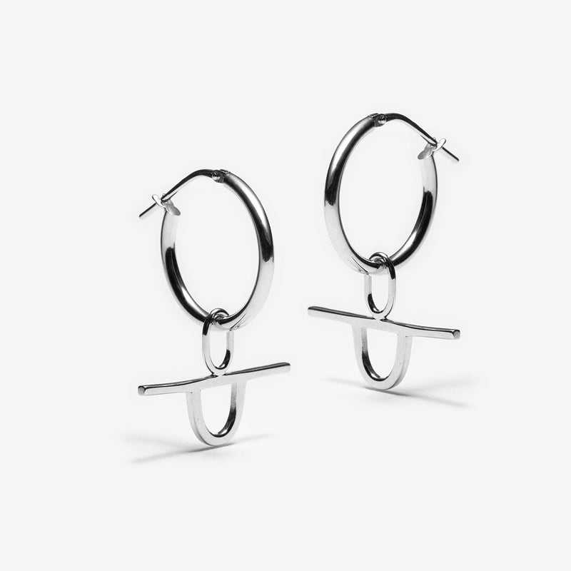 Hoop Earrings With Geometric Charms in Sterling silver- Canada