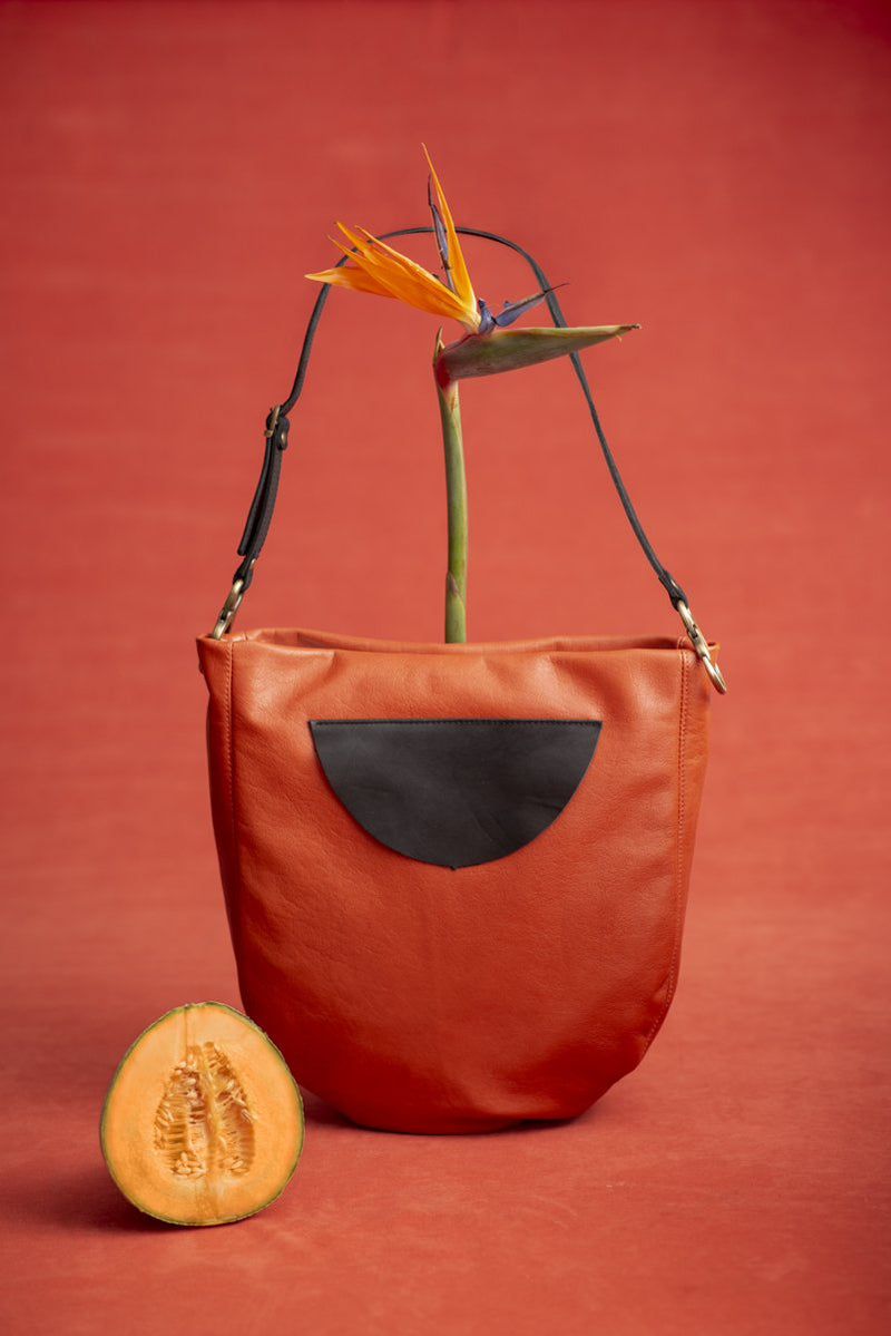 Leather tote bag - Melon