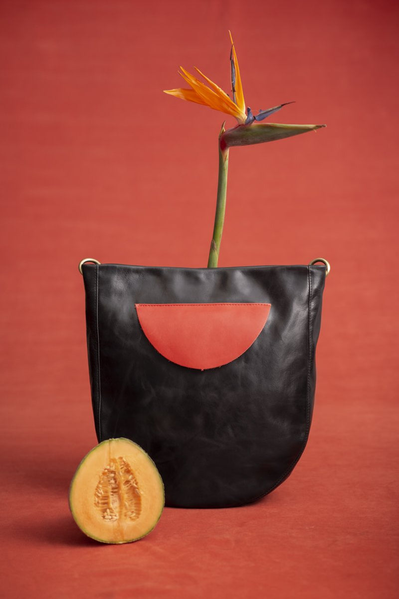 Leather tote bag - Melon