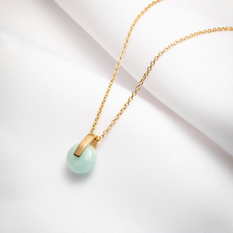 Dainty gold necklace with amazonite