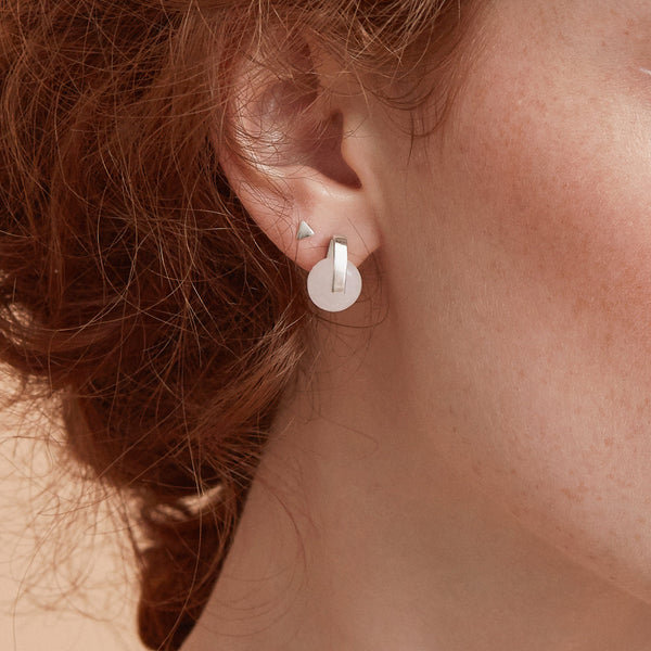 Sterling silver and white jade stud earrings